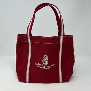 The Ritz Carlton Lodge Reynolds Plantation Small Mini Bag Purse Red White Canvas